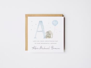 Personalised Elephant Boys Christening Card *Fully Personalised, 2 of 4