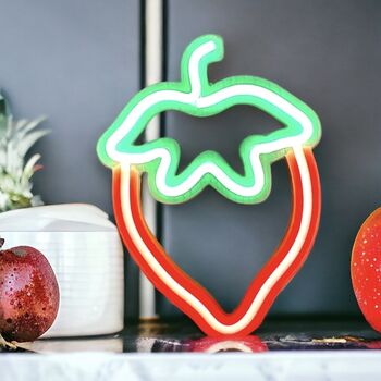 Neon Strawberry Wall Hanging Light, 3 of 4