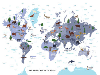 The Animal World Map Personalised Print, 2 of 7