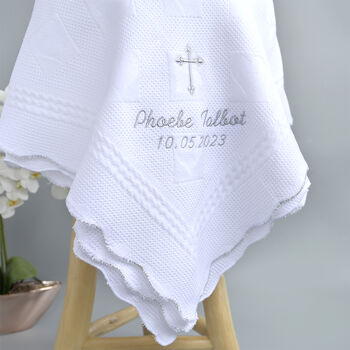 Personalised White Shawl For Christening, 2 of 4