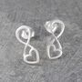 Infinity Heart Outline Sterling Silver Stud Earrings, thumbnail 2 of 5