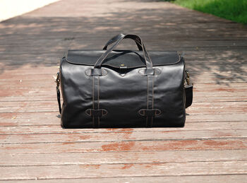 Genuine Leather Holdall With Stitched Detail, 2 of 12