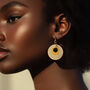 Yellow And White Stripey Circular Earrings, thumbnail 2 of 6