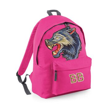 Personalised Backpack With Big Wolf Head, 7 of 9