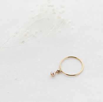 Gold Filled Rose Pearl Charm Stacking Ring, 10 of 11