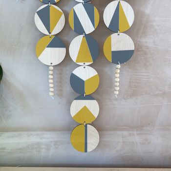 Ochre Yellow And Grey Geometric Plywood Wall Hanging, 10 of 10