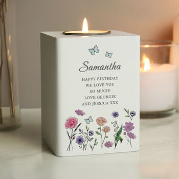 Personalised Wild Flowers Tealight Holder For Mum, 3 of 3