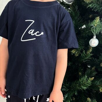 Kid's Navy Star Christmas Pyjamas, 3 of 4