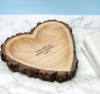 Carved Wooden Heart Dish, 2 of 4
