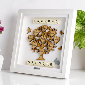 Gift For Grandad Personalised Wooden Grandchildren Family Tree Frame, 2 of 9