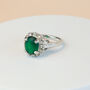 Green Oval Crystal Silver Ring, thumbnail 3 of 3