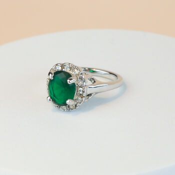 Green Oval Crystal Silver Ring, 3 of 3