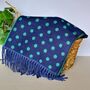 Cashmere Blend Spots Scarf In Green And Navy Blue, thumbnail 5 of 5