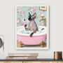 Your Own 'Cat In The Bath With Cocktail' Wall Art Print | Customise To Your Own Cat And Cocktail, thumbnail 6 of 6