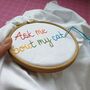 'Ask Me About My Cat' Hand Embroidered T Shirt, thumbnail 2 of 8