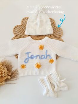 Personalised White Name Cardigan,Baby Gift, 3 of 8