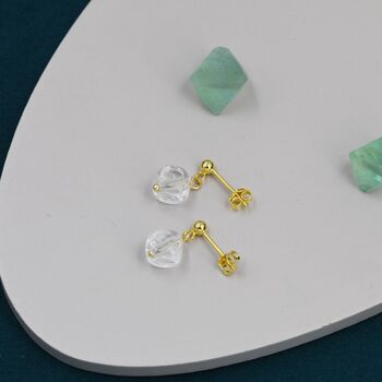 Natural Clear Quartz Dangle Drop Earrings, 7 of 10