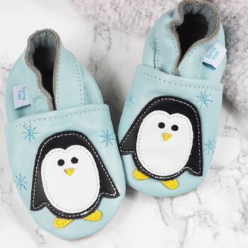 Dotty Fish Penguin Soft Leather Baby Shoes With Barefoot Soles, 5 of 11