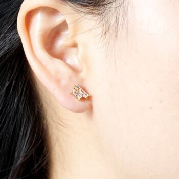 Cz Stone Stud Earrings, Gold Minimalistic Studs, Dainty Earrings, Sparkly Earrings, 2 of 7