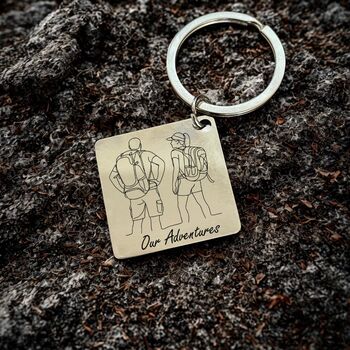 Custom Keyring – Personalised Line Art Portrait Of Couple, 2 of 5