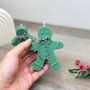 Green Gingerbread Man Christmas Candle Decoration, thumbnail 5 of 8