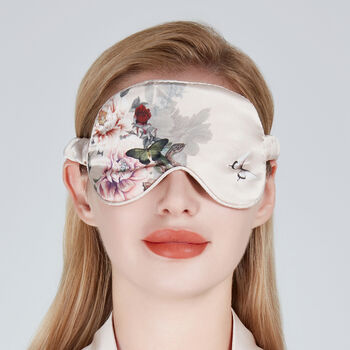 Silk Sleep Mask Gift Box Eye Mask 100% Pure Soft Mulberry Silk Pink Floral Luxury Travel Gift Blackout Hypoallergenic, 7 of 8