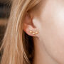 Gold Coloured Triple Star Stud Earrings, thumbnail 2 of 3