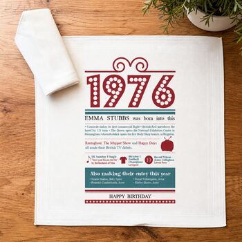Personalised 50th Birthday 1976 Handkerchief Pair, 3 of 12