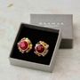 Ruby And Tourmaline Large Stud Earrings, thumbnail 3 of 8