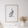 Hare Print Hand Illustrated, thumbnail 2 of 2