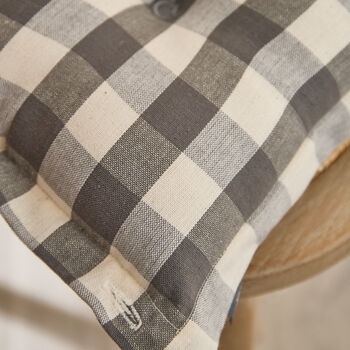 Set Of Two Grey Gingham Seat Pads With Buttons, 6 of 6