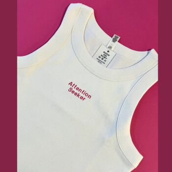 Personalised Mini Slogan Cropped Ribbed Vest, 4 of 6