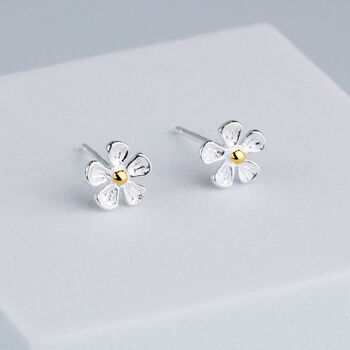 Sterling Silver Daisy Stud Earrings, 2 of 6