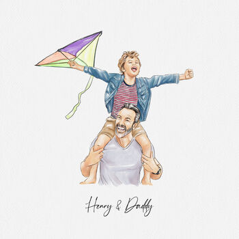 Personalised First Father's Day Print, New Dad Watercolour Portrait Gift, 10 of 10