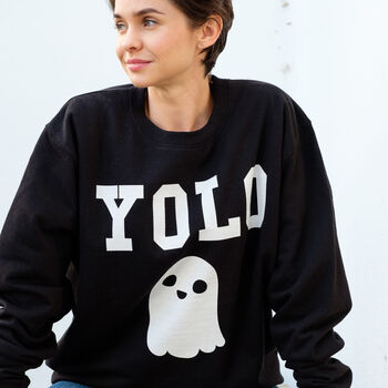 You Only Live Once Ghost Women’s Halloween Sweatshirt, 4 of 5