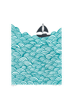 'Bigger Boat' Screen Print In Marine Green, 3 of 3