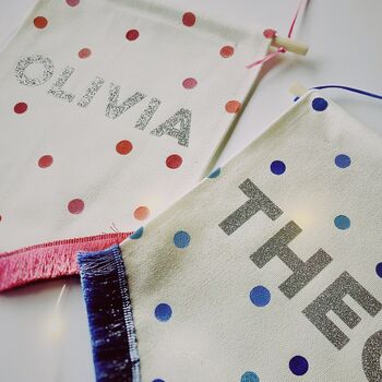 Customised Fabric Name Banner With Polka Dots, 3 of 6