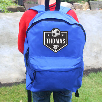 Personalised Football Blue Backpack, 3 of 4
