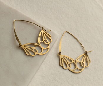 Gold Flower Hoop Earrings, 5 of 7