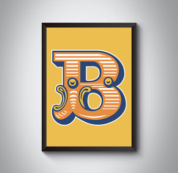 B Letter Bold Carnival Initial Art Print Circus Print, 3 of 4