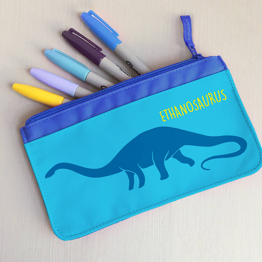 children's personalised 'dinosaur' fabric pencil case by the little ...