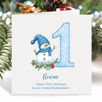 Personalised Baby's First Christmas Card For Son, Grandson, Nephew Or Godson, 2 of 5