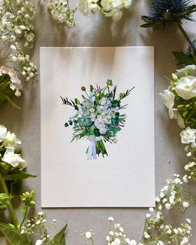 Personalised Bridal Wedding Bouquet Artwork, 9 of 11