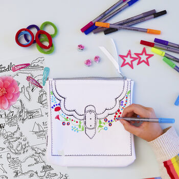 Colour In And Personalise Accessory Bag Kit + 10 Pens, 4 of 8