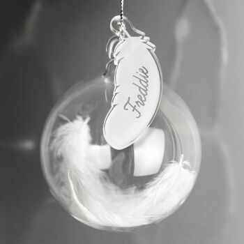 Personalised Pink Feather Xmas Bauble, 3 of 3