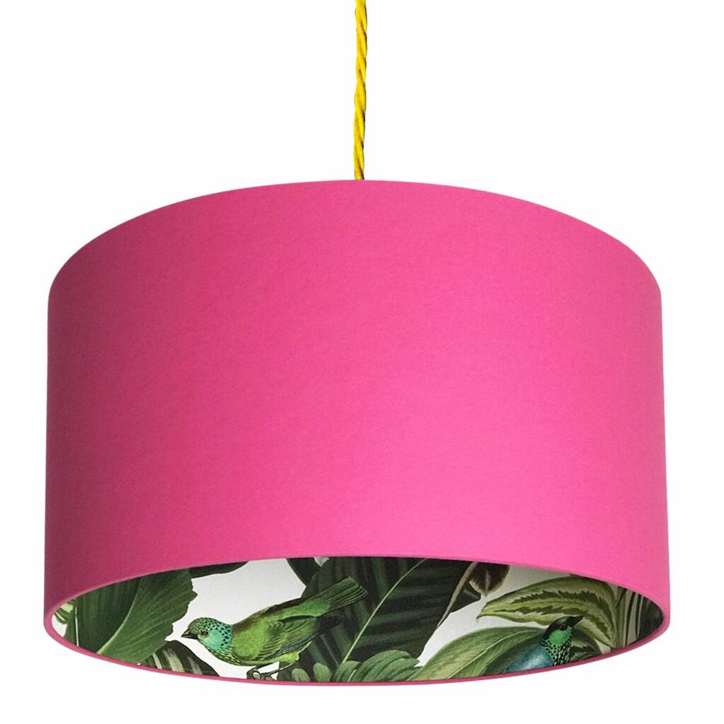 Tropical Jungle Silhouette Lampshade In Watermelon Pink, 1 of 5