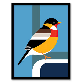 Feel Good Finch Robin Bird Geometric Wall Art Print, 5 of 6