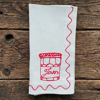Set Of Six Embroidered Food Preserves Napkins, 3 of 11