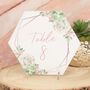 Rose Gold Floral Frame Acrylic Wedding Table Sign, thumbnail 2 of 2