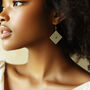 Khaki And Cream Geometric Diamond Shaped Earrings, thumbnail 3 of 6